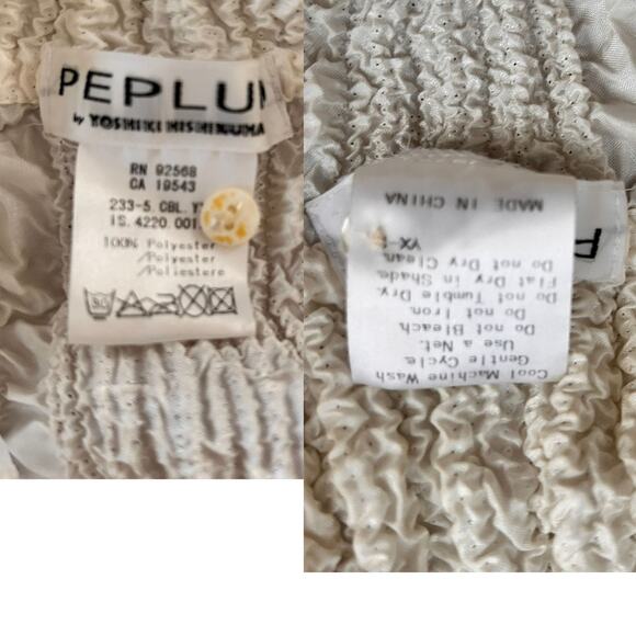 Vintage Peplum by Yoshiki Hishinuma Crinkle Pleated Blouse – Ivory White –RARE - Picture 8 of 10